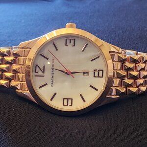 Isaac Mizrahi Gold-Tone Pyramid Link Bracelet Watch